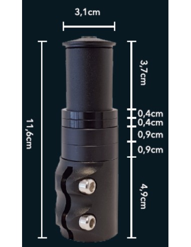 Primax E stuurpen verlenger Ahead 1 1/8 zwart