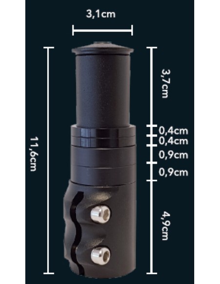 Primax E stuurpen verlenger Ahead 1 1/8 zwart