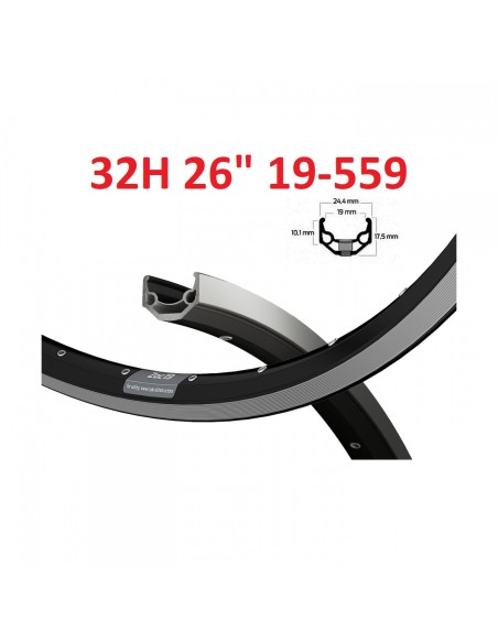 Ryde velg 26 ZAC19 32/14 zwart CNC