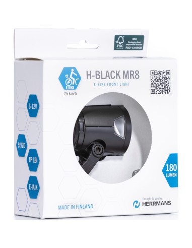 Herrmans koplamp H-Black MR8 aan/uit dynamo