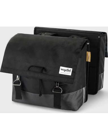 Urban Proof fietstas dubbel recycled zwart grijs 40L