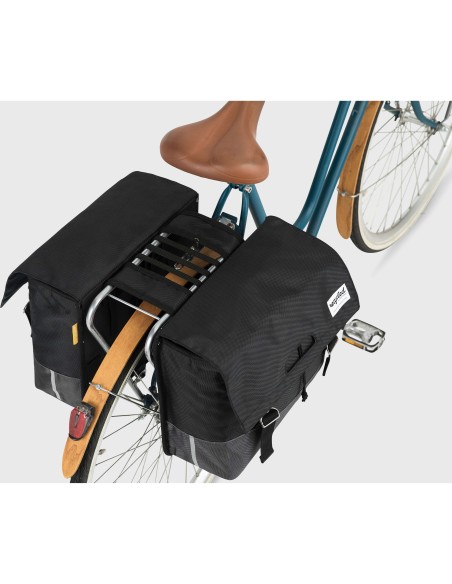 Urban Proof fietstas dubbel recycled zwart grijs 40L