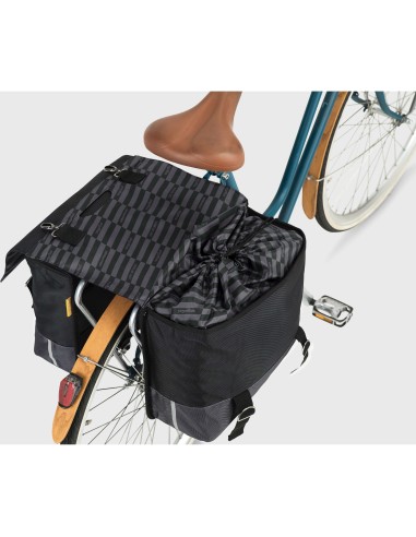 Urban Proof fietstas dubbel recycled zwart grijs 40L