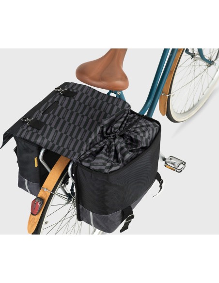 Urban Proof fietstas dubbel recycled zwart grijs 40L