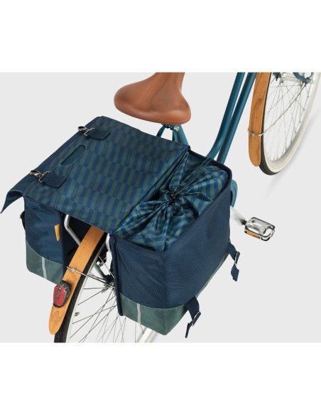 Urban Proof fietstas dubbel recycled blauw groen 40L