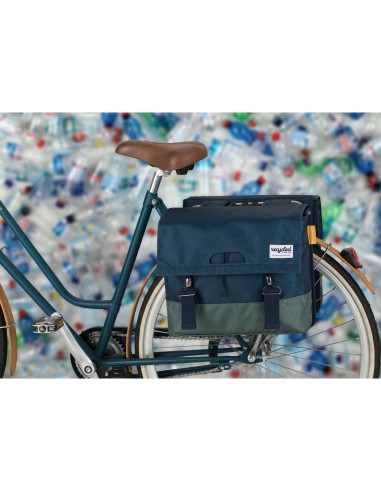 Urban Proof fietstas dubbel recycled blauw groen 40L