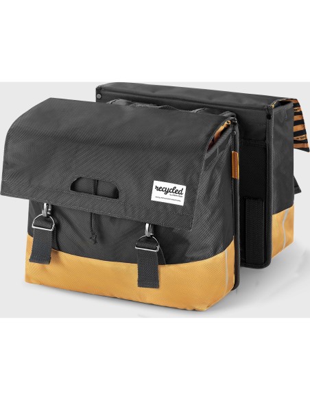 Urban Proof fietstas dubbel recycled grijs geel 40L