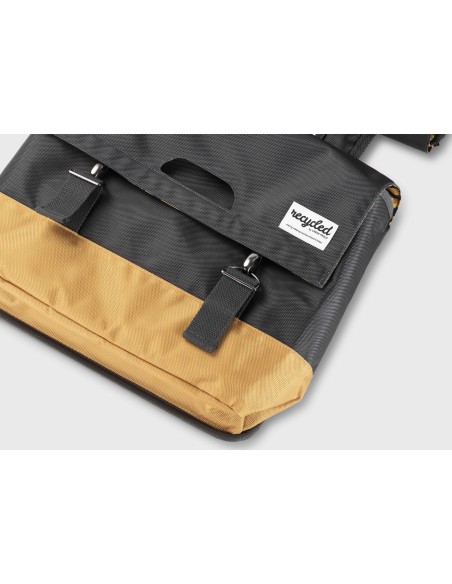 Urban Proof fietstas dubbel recycled grijs geel 40L