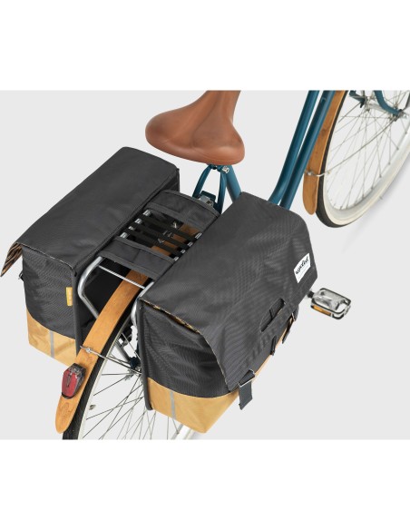Urban Proof fietstas dubbel recycled grijs geel 40L