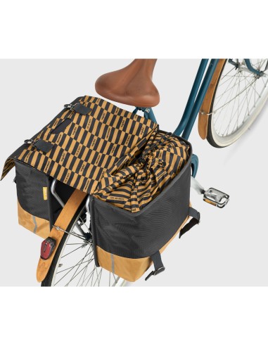 Urban Proof fietstas dubbel recycled grijs geel 40L