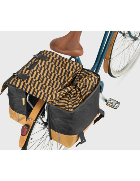 Urban Proof fietstas dubbel recycled grijs geel 40L