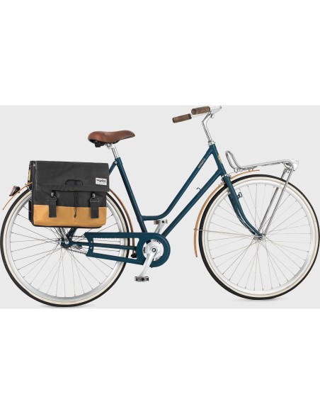 Urban Proof fietstas dubbel recycled grijs geel 40L