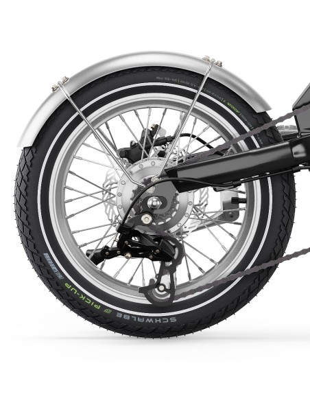 UTO Eovolt spatbord achter 16 inch zilver
