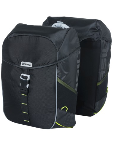 Basil fietstas dubbel Miles black lime 32L