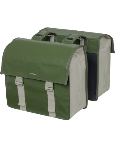 Basil fietstas dubbel Urban load moss green / sand 48-53L