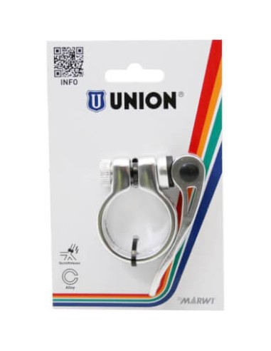 Union zadelpenklem met snelspanner 34.9 zilver