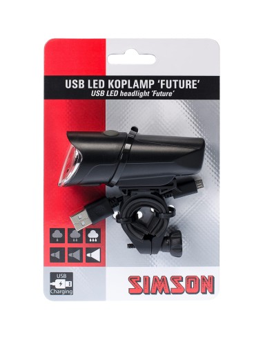 Simson koplamp Future usb 30 lux stuurbocht