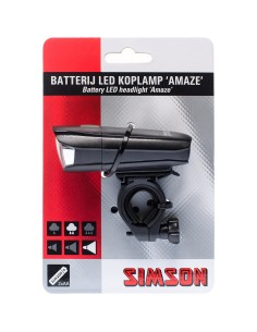 Simson koplamp Amaze batterij 25 lux stuurbocht