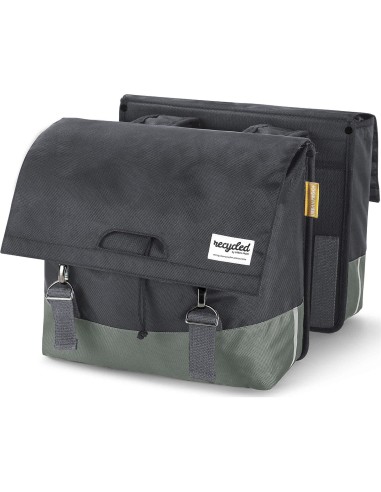 Urban Proof fietstas dubbel recycled groen grijs 40L