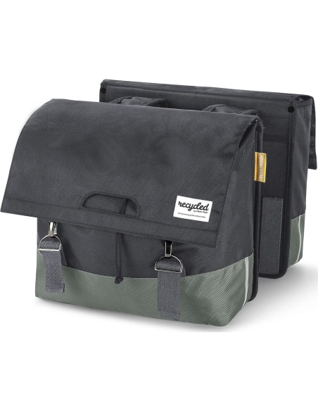 Urban Proof fietstas dubbel recycled groen grijs 40L