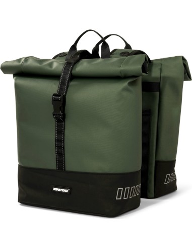 Urban Proof fietstas dubbel Rolltop bag recycled groen 38L