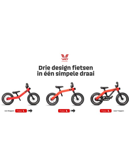 Vici grow 3-in-1 meegroeifiets 12 brandweer rood