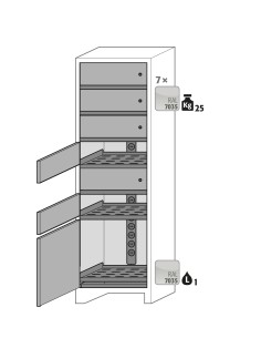 Asecos interieurpakket 7x locker 2x wcd PA 1x opv. bak