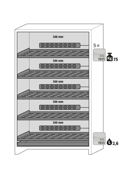 Asecos interieurpakket 5x perfo legb. 5x wcd RA 1x opv. bak